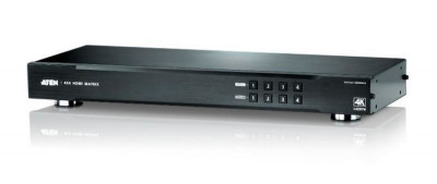 Переключатель KVM Aten, портов: 4 х HDMI (Type A), 44х162,9х437,2 мм (ВхШхГ), USB, RS232, цвет: чёрный