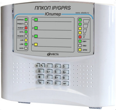 Прибор приемно-контрольный охранно-пожарный Юпитер-1433 (4 IP/GPRS), пластик, встроенная клавиатура