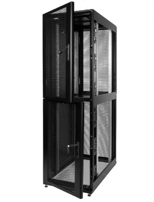 Шкаф серверный Colocation ЦМО ШТК-СП-К, IP20, 46U, 2212х600х1200 мм (ВхШхГ), дверь: перфорация, задняя дверь: перфорация, боковая панель: перфорация, сварной, цвет: чёрный, (ШТК-СП-К-2-46.6.12-44АА-Ч)