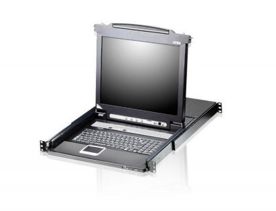 Переключатель KVM Aten, портов: 8 х SPHD-18, 44х480х634 мм (ВхШхГ), USB, PS/2, цвет: чёрный