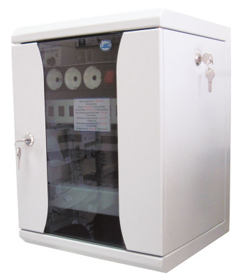 Шкаф телекоммуникационный настенный ЦМО ШРН-10", 10", 8U, 420х320х305 мм (ВхШхГ), дверь: стекло, сварной, цвет: серый