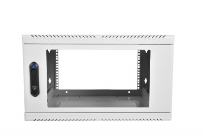 Шкаф телекоммуникационный настенный ЦМО ШРН, 19", 6U, 346х600х300 мм (ВхШхГ), дверь: стекло, боковая панель: сплошная, сварной, цвет: серый