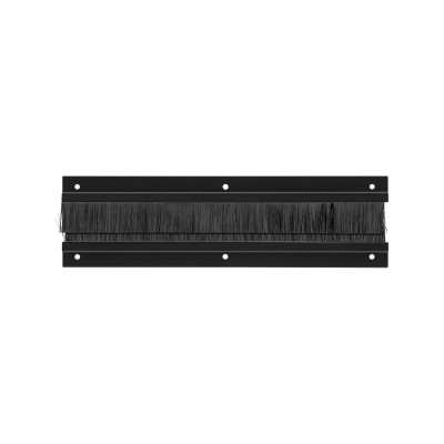 Щеточный ввод TLK, 45х305х7 мм (ВхШхГ), для настенных  и напольных шкафов, сталь листовая, цвет: чёрный, 2 щетки