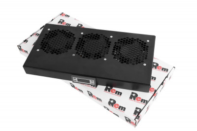Вентиляторный модуль Rem R-FAN, 230V, 1U, 45х405х170 мм (ВхШхГ), вентиляторов: 3, 43 дБ, поток: 450 м3/ч, для всего 19" спектра, цвет: чёрный, (с контроллером)