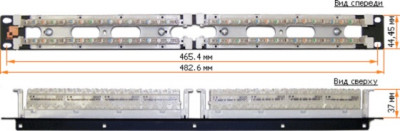 Кросс-панель Lanmaster, 19", 1HU, 64x110, кат. 6, универсальная, неэкр., цвет: чёрный, с модулями, (LAN-RS110-64FT/6)