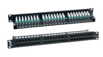 Коммутационная патч-панель Cabeus, 19", 1HU, портов: 48 х RJ45, кат. 5е, неэкр., порты в 2 ряда, цвет: чёрный, (PLHD-48-Cat.5e-Dual)