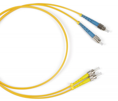 Коммутационный шнур оптический Hyperline, Duplex ST/FC (UPC), OS2 9/125, LSZH, Ø 2мм, 3м, цвет: жёлтый, (FC-D2-9-FC/UR-ST/UR-H-3M-LSZH-YL)