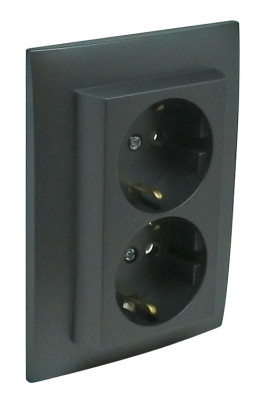 Розетка электрическая Efapel Logus90, 2x2к+З, 16А, Schuko, цвет: чёрный