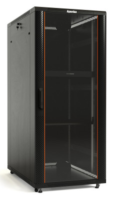 Шкаф телекоммуникационный напольный Hyperline TTB, IP20, 32U, 1610х800х1000 мм (ВхШхГ), дверь: стекло, задняя дверь: металл, боковая панель: сплошная, разборный, цвет: чёрный, (TTB-3281-AS-RAL9004)