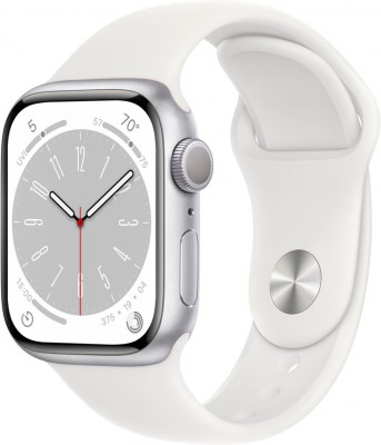 Умные часы Apple Watch Series 8 41mm Silver Aluminum Case with White Sport Band S/M (MP6L3LL/A)