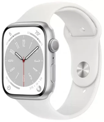 Умные часы Apple Watch Series 8 45mm Silver Aluminum Case with White Sport Band M/L (MP6Q3LL/A)