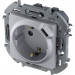 Розетка электрическая Legrand INSPIRIA, 2к+З+USB, 16АX, 75,8х75,8 мм (ВхШ), шторки защитные, цвет: алюминий (673772)