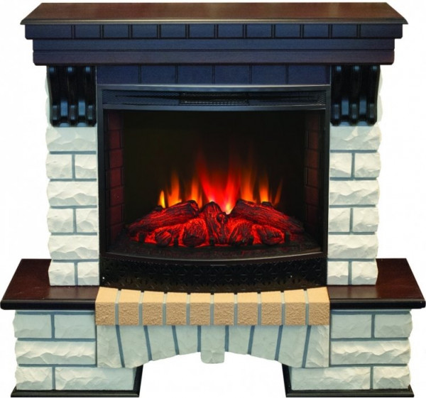 Электрокамин с широким очагом 2D Real-Flame Country 25/25,5 AO с очагом Evrika 25,5 LED