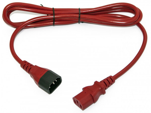 Шнур для блока питания Hyperline PWC-IEC13-IEC14, IEC 320 C13, вилка C14, 5 м, 10А, провода 3 х 1,0 кв. мм, цвет: красный
