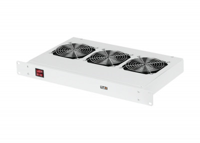 Полка с вентиляторами TLK, без кабеля питания, 220V, 260 мм Г, вентиляторов: 3, 50 дБ, поток: 495 м3/ч, для шкафов и стоек, цвет: серый