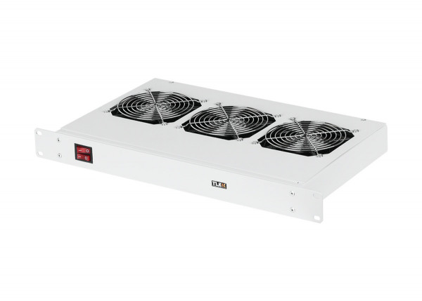 Полка с вентиляторами TLK, без кабеля питания, 220V, 260 мм Г, вентиляторов: 3, 50 дБ, поток: 495 м3/ч, для шкафов и стоек, цвет: серый