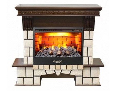 Электрокамин с широким очагом 3D Real-Flame Stone 25/25,5 AO с очагом 3D Firestar 25,5