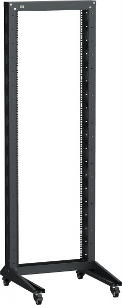 Стойка открытая 19" ITK LINEA F, телекоммуникационная, 37U, 1775х600х600 мм (ВхШхГ), однорамная, цвет: чёрный, (регулируемая по глубине, на роликах)