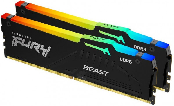 Оперативная память 64Gb DDR5 6000MHz Kingston Fury Beast RGB (KF560C40BBAK2-64) (2x32Gb KIT)