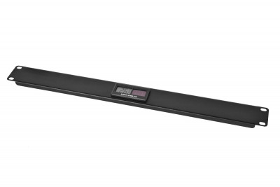Фальш-панель Rem, неперфорированная, 19", 1U, 44х482,6х19,5 мм (ВхШхГ), плоская, для шкафов, сталь, цвет: чёрный, с термометром
