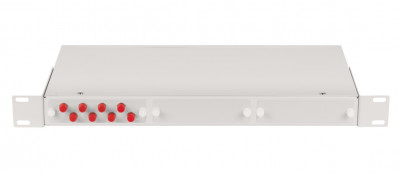 Коммутационная панель ВО Nikomax NMF, 1HU, портов: 24 FC/UPC OS2, установлено адаптеров: 8 невыдвижная, прямая, цвет: серый