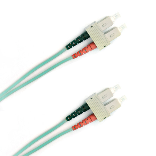 Коммутационный шнур оптический Hyperline, Duplex SC/SC, OM3 50/125, LSZH, Ø 2мм, 2м, цвет: голубой, (FC-D2-503-SC/PR-SC/PR-H-2M-LSZH-AQ)