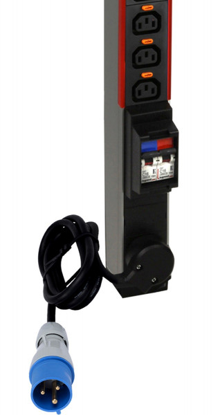 Блок силовых розеток Legrand, вертикальный, неуправляемый, IEC 60320 С13 х 24, вход IEC 60309 2К+3, для шкафов, шнур 3 м, 32А, с амперметром, чёрный