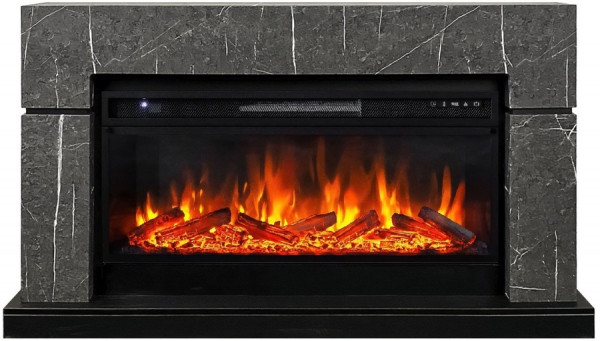 Линейный электрокамин Royal Flame Lindos 42 SFT Stone Touch серый мрамор c очагом Vision 42 LOG LED
