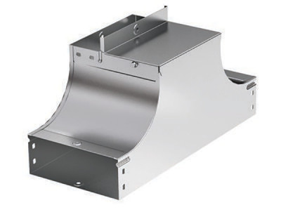 Ответвитель DKC S5 Combitech, плоский, вертикальный, 80х80 мм (ВхШ), длина: 340 мм, с перфорацией, для металлических лотков, толщина: 1 мм, сталь, покрытие: м. Сендзимира, с комплектом крепежа