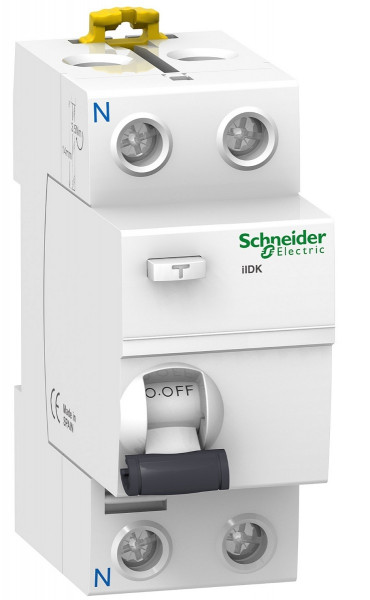 Устройство защитного отключения Schneider Electric Acti 9, тип: AC, 4 модуль, 2Р, 25А/30мА, 1 модуль ш = 9 мм + n левая (A9R50225)