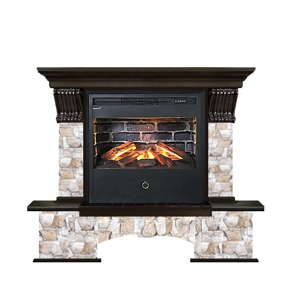 Электрокамин с широким очагом 3D Glenrich Бостон Samba 3D камень-Арбат/цвет-Дуб 46