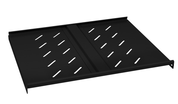 Полка Cabeus, перфорированная, усиленная, 1U, 35х495х400 мм (ВхШхГ), нагрузка до 100 кг, для шкафов глубиной 600мм, с комплектом крепежа, цвет: чёрный