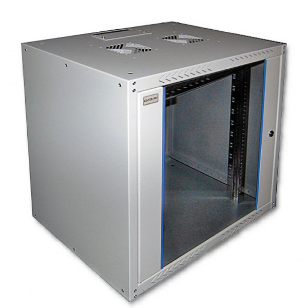 Шкаф телекоммуникационный настенный Eurolan Midwall, 19", 12U, 540х600х600 (ВхШхГ), дверь: металл, сварной, цвет: серый, (1 секция, 2 пары 19" направляющих)