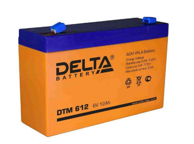 Аккумулятор для ИБП Delta Battery DTM, 100х50х151 мм (ВхШхГ),  Необслуживаемый свинцово-кислотный,  6V/12 Ач, цвет: оранжевый, (DTM 612)