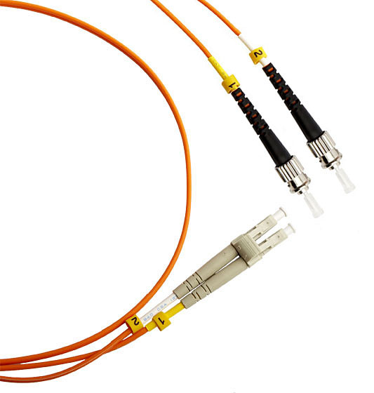 Коммутационный шнур оптический Cabeus Tight Buffer, Duplex ST/LC (UPC/UPC), OM1 62,5/125, LSZH, Ø 3мм, 25м, цвет: оранжевый, (FOP-62-LC-ST-25m)