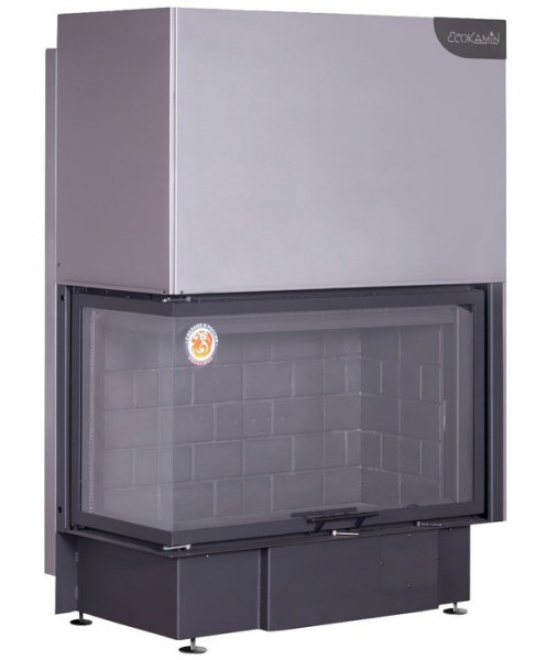 Угловая левая дровяная топка ЭКОКАМИН Дельта 1000LB два стекла левая черный шамот