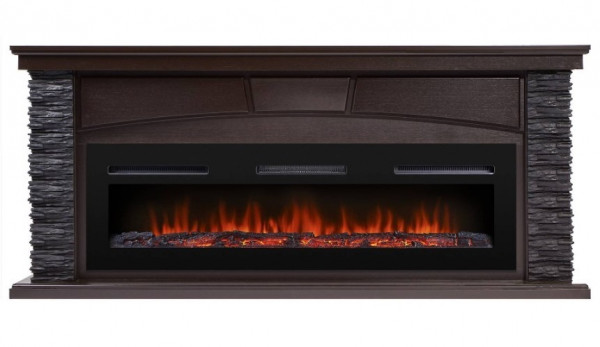 Линейный электрокамин Electrolux EFP/P-1600ULS с порталом Firelight Porto Long камень черный, шпон венге