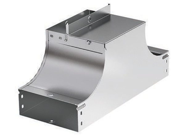 Ответвитель DKC S5 Combitech, плоский, вертикальный, 80х300 мм (ВхШ), длина: 560 мм, с перфорацией, для металлических лотков, толщина: 1 мм, сталь, покрытие: м. Сендзимира, с комплектом крепежа