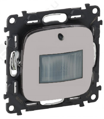 Датчик движения Legrand Valena Allure, без подсветки, внутренняя, 71х71 мм (ВхШ), цвет: алюминий, без нейтрали (752970)