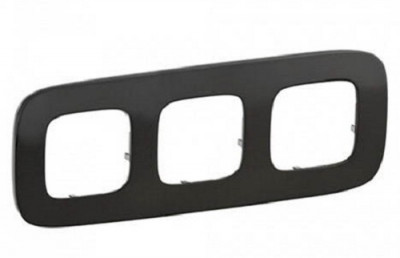 Рамка Legrand Valena Allure, 3 поста, 93х234х10 мм (ВхШхГ), плоская, универсальная, цвет: черная сталь (LEG.755513)