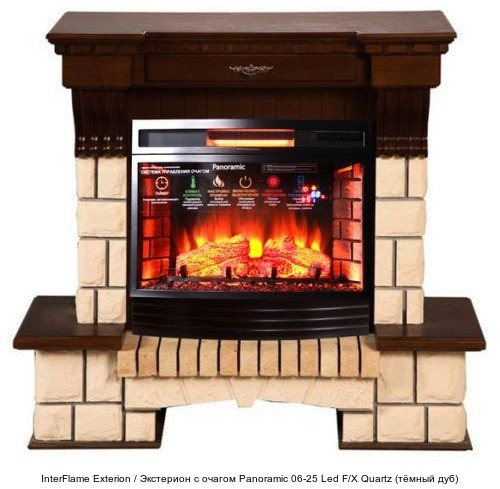 Каменный камин (портал+очаг) InterFlame Exterion / Экстерион с очагом Panoramic 25 FX