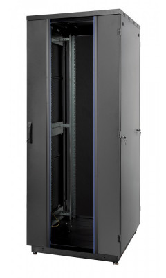 Дверь (к шкафу) Eurolan S3000, 33U, 800 мм Ш, стекло, цвет: чёрный