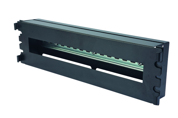 Панель распределительная Eurolan, с din рейкой, 3U, 135х480х75 мм (ВхШхГ), 19", цвет: чёрный, на 22 модуля