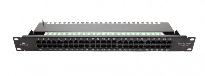Коммутационная патч-панель телефонная Datarex, 19", 1HU, 50хRJ45, цвет: чёрный