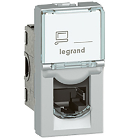 Розетка в сборе Legrand LCS2, 1x RJ45, кат. 6A, экр., 65х50 мм (ВхШ), упаковка: 10 шт, цвет: алюминий, (LEG.079473)