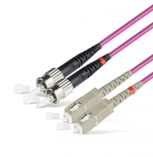 Коммутационный шнур оптический Hyperline, Duplex SC/ST, OM4 50/125, LSZH, Ø 2мм, 20м, цвет: маджента, (FC-D2-504-SC/PR-ST/PR-H-20M-LSZH-MG)