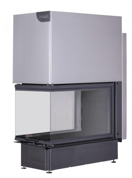 Трёхсторонняя дровяная топка ЭКОКАМИН Дельта 900 принтинг черный шамот