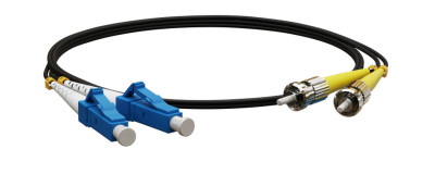 Коммутационный шнур оптический Hyperline, Duplex LC/ST, OS2 9/125, LSZH, Ø 2мм, 3м, цвет: чёрный, (FC-D2-9-LC/UR-ST/UR-H-3M-LSZH-BK)