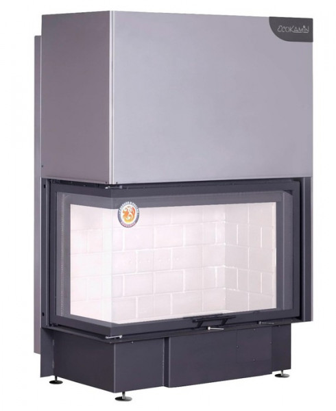 Угловая левая дровяная топка ЭКОКАМИН Дельта 1000L два стекла левая