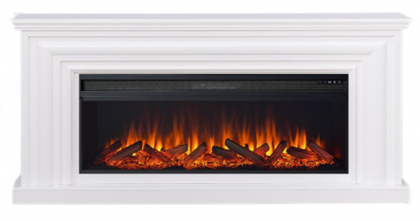 Линейный электрокамин Elekam Vakanda белый с черным с очагом Pulsar 60